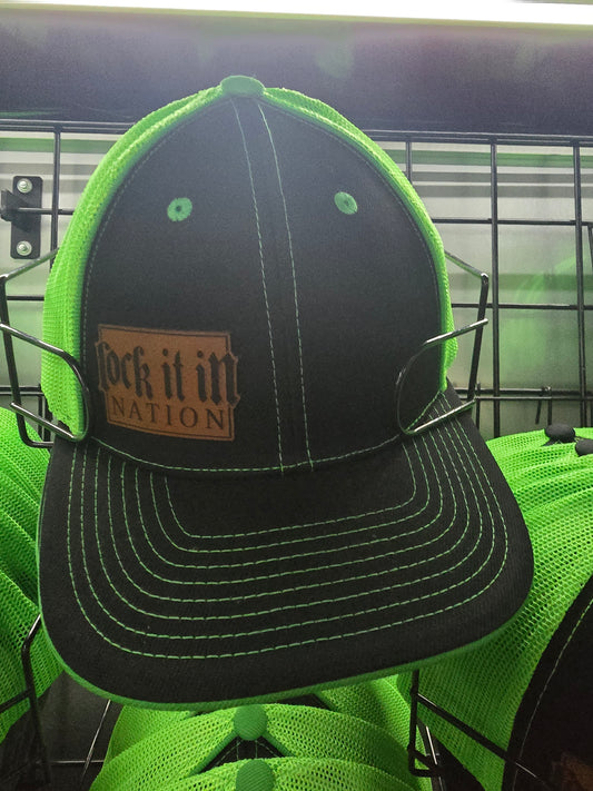 Black/Neon Green Trucker Mesh Hat Small Patch