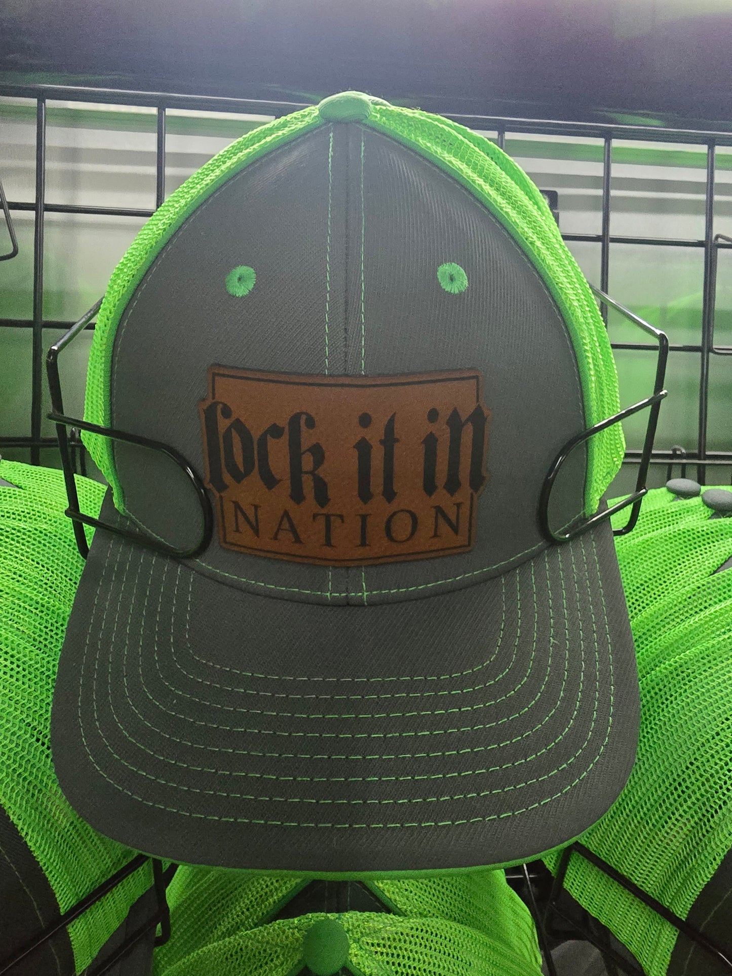 Graphite/Neon Green Trucker Mesh Hat Large Patch